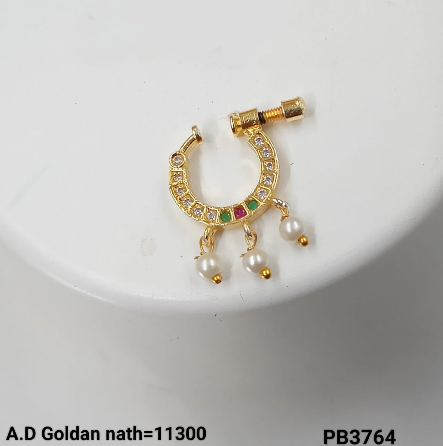Traditional And Ethnic Gold Plated With Pearl Nose pin