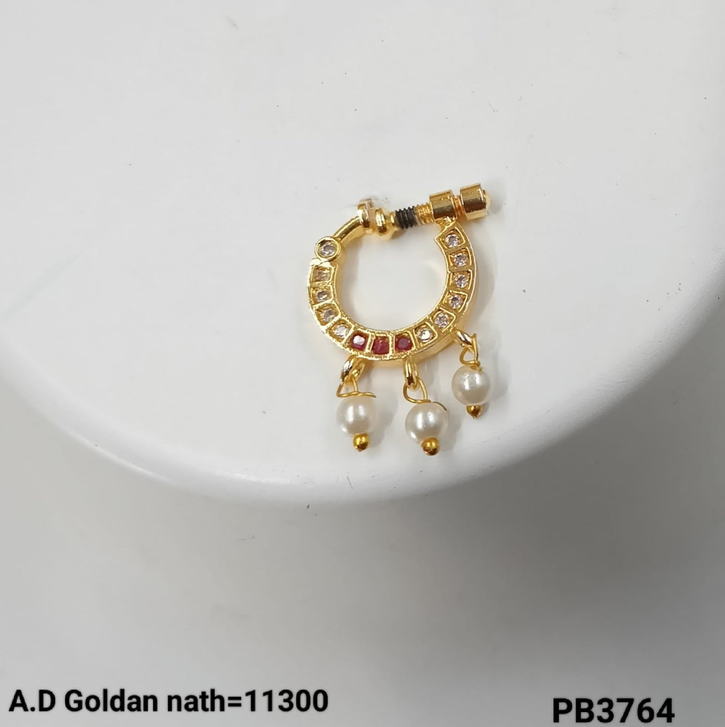 Traditional And Ethnic Gold Plated With Pearl Nose pin