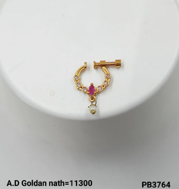 Traditional And Ethnic Gold Plated With Pearl Nose pin