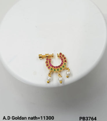 Traditional Stylish Pearl Gold Plated Nose Pin