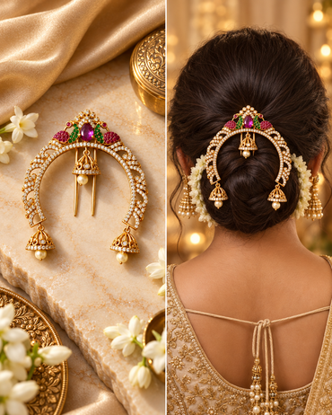 Temple Ruby & Emerald Peacock Hair Brooch