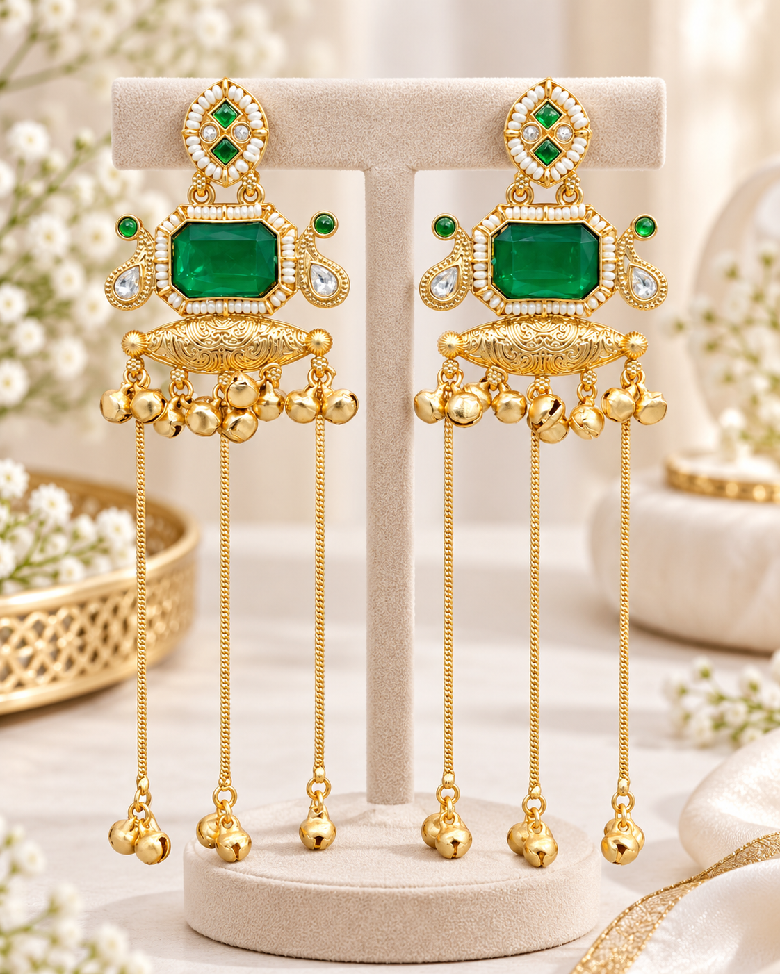 Emerald Green Kashmiri Earrings