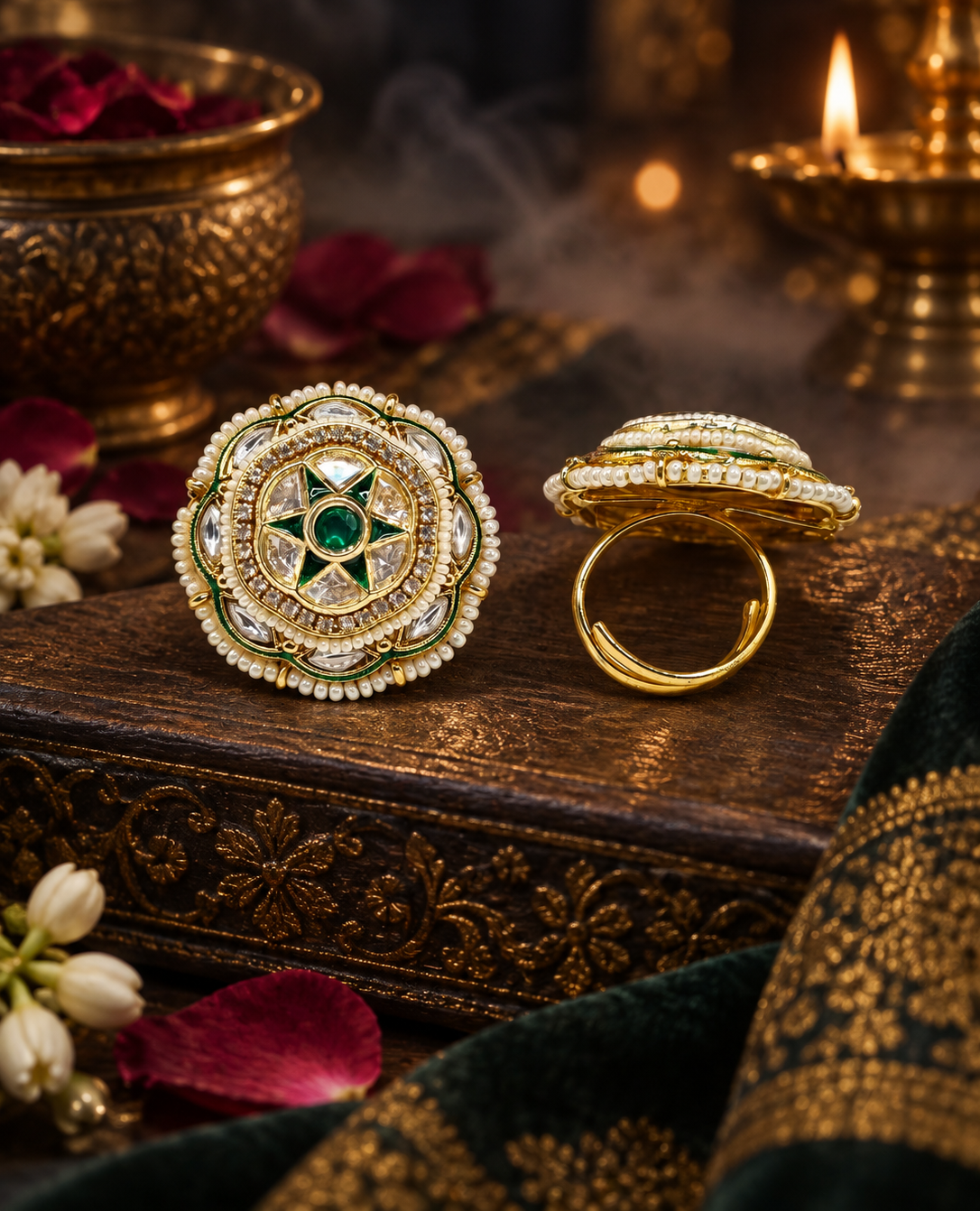 Traditional Round Adjustable Statement Finger Ring