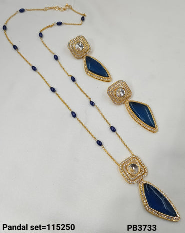 Crystal Gold Plated Kundan Pendant Set