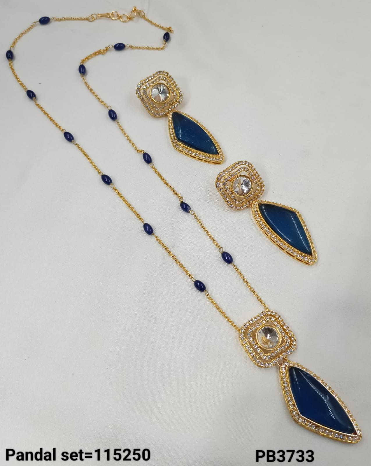 Crystal Gold Plated Kundan Pendant Set