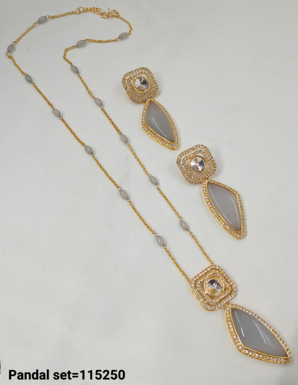 Crystal Gold Plated Kundan Pendant Set