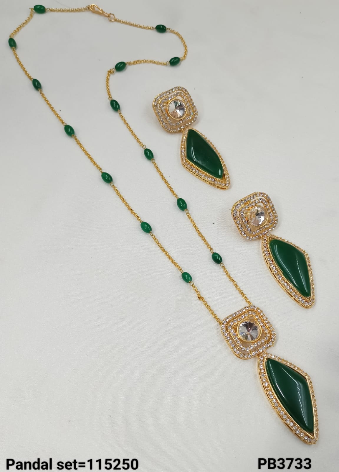 Crystal Gold Plated Kundan Pendant Set