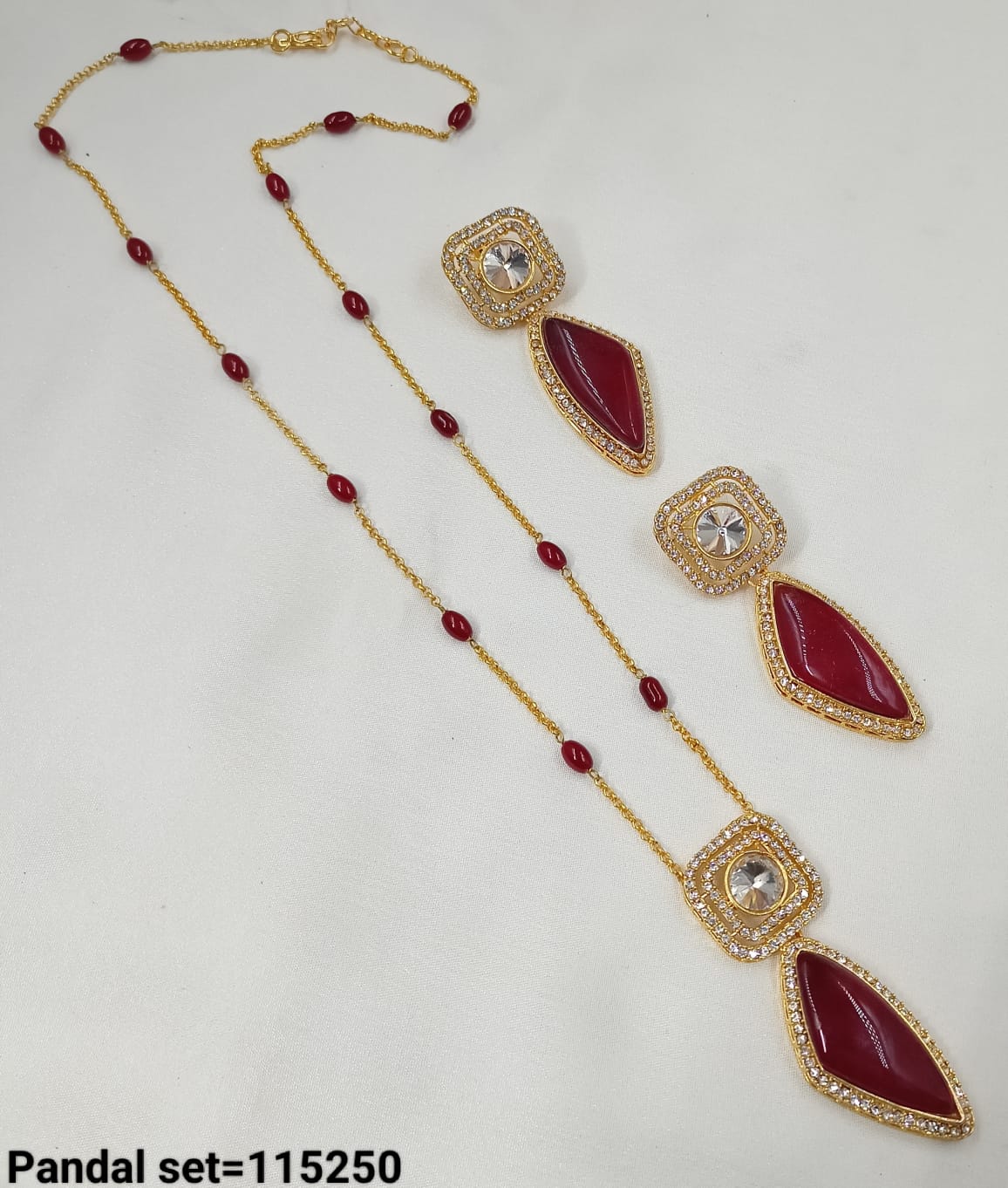 Crystal Gold Plated Kundan Pendant Set