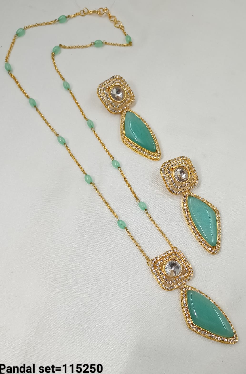 Crystal Gold Plated Kundan Pendant Set