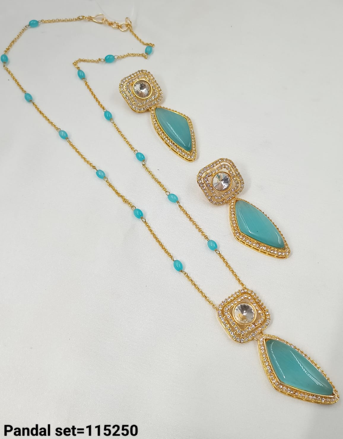 Crystal Gold Plated Kundan Pendant Set
