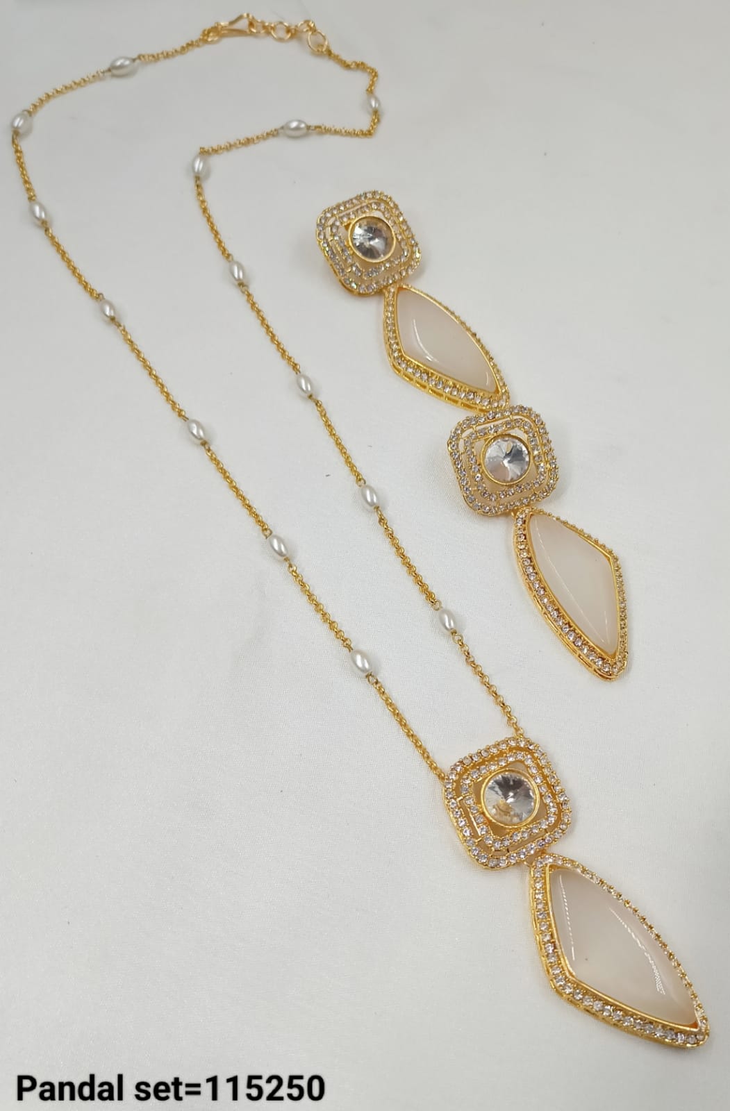 Crystal Gold Plated Kundan Pendant Set