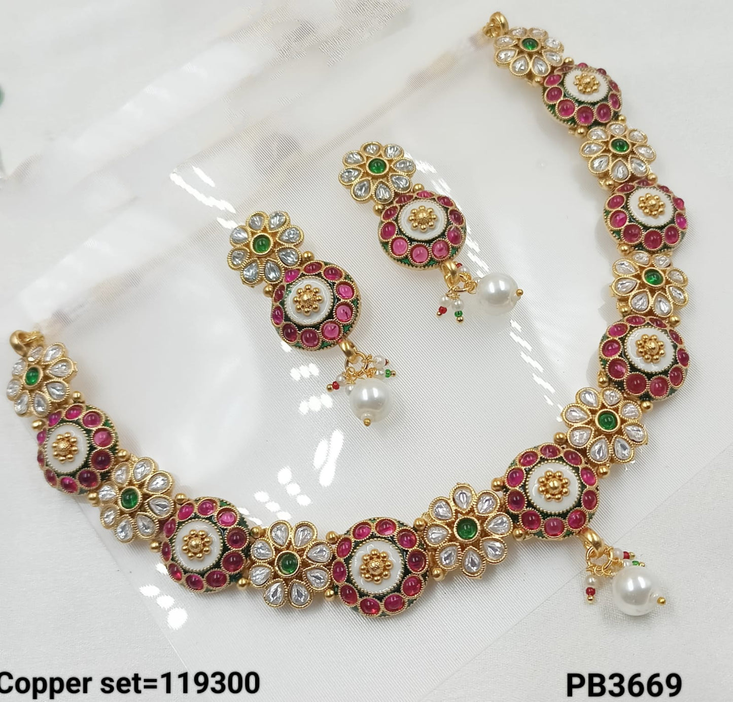 Copper Gold Polish Fancy Necklace Set