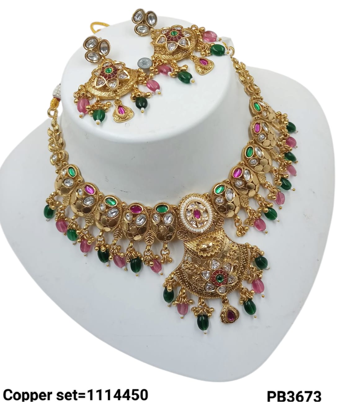 Traditional Gold Polish Copper Necklace Set