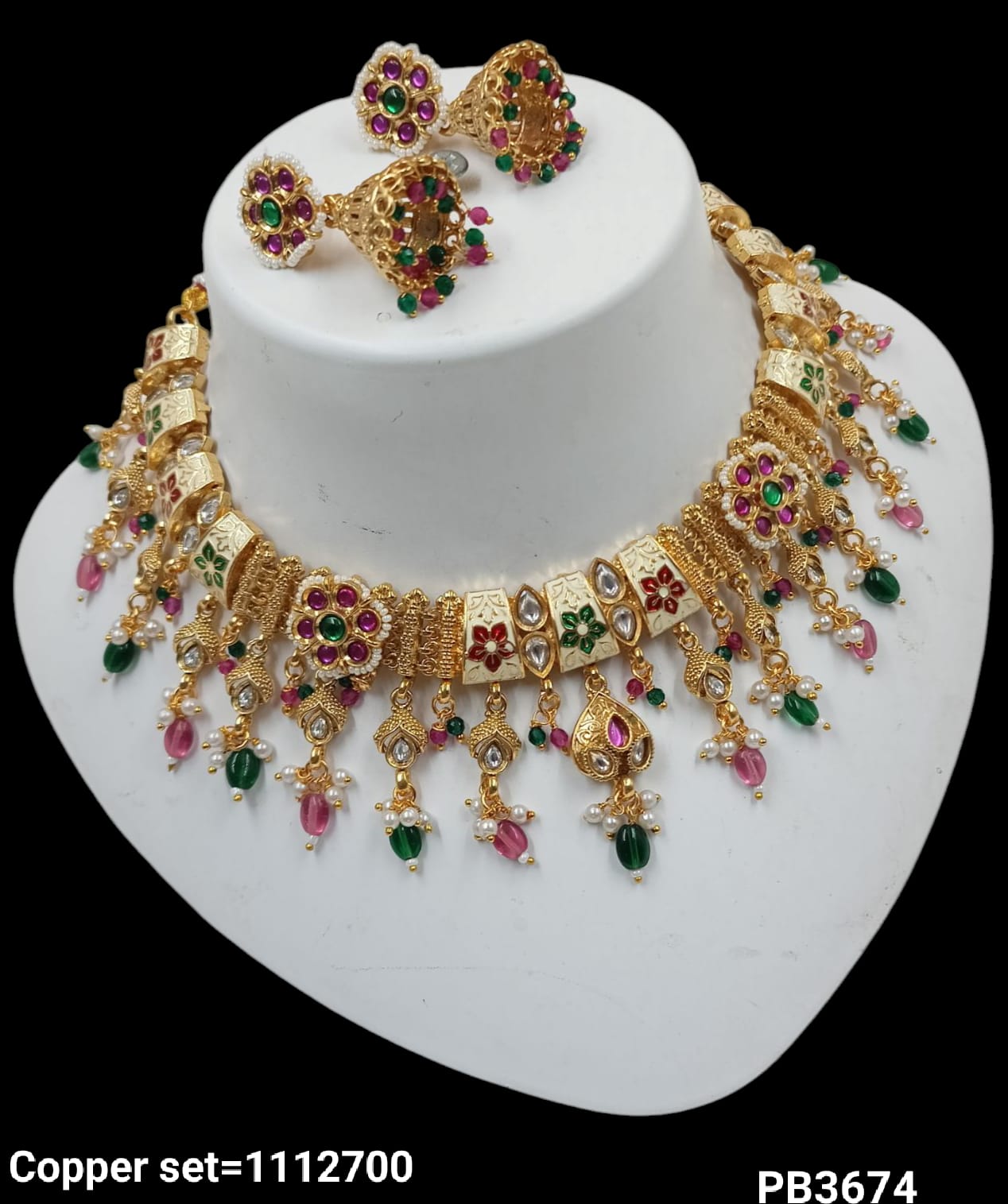 Traditional Copper Gold Polish Necklace Set