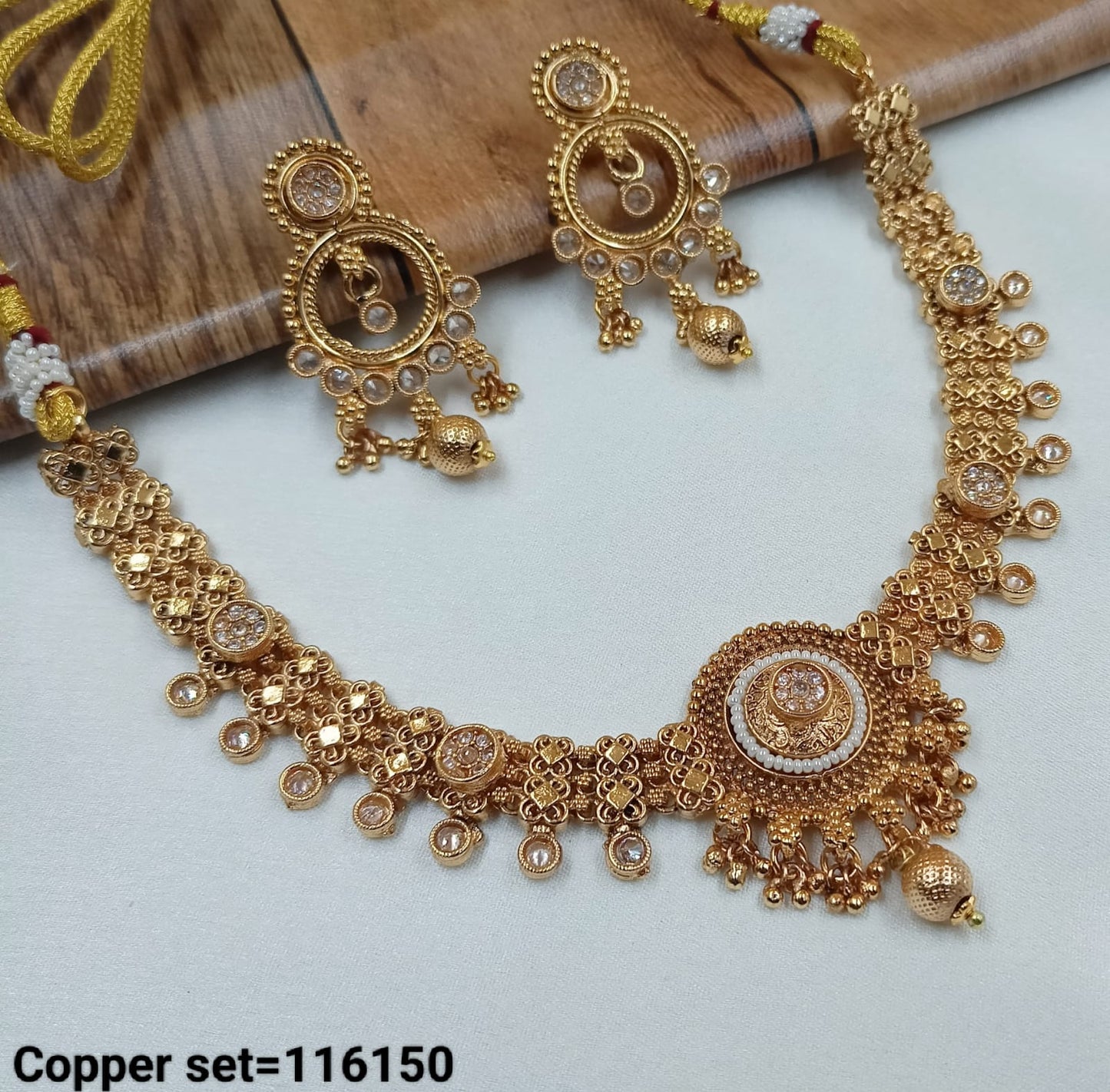 Traditional Gold Polish Copper Necklace Set