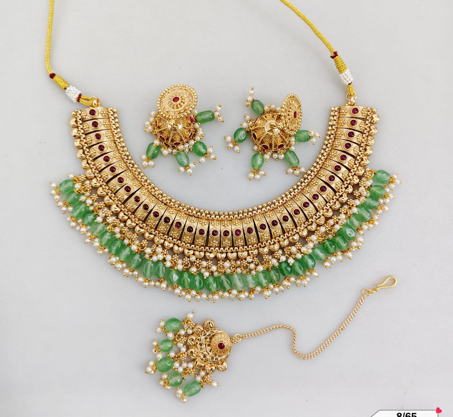 Traditional Copper Gold Tone Necklace Set
