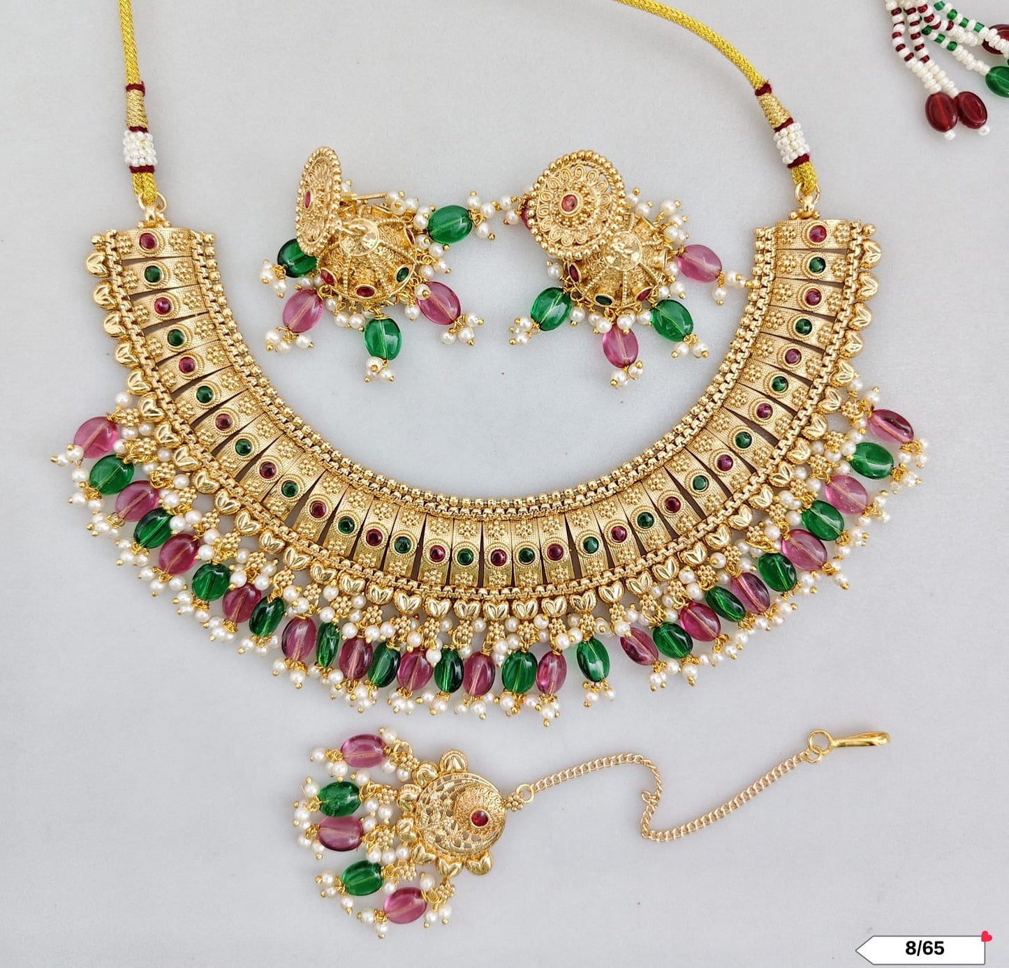 Traditional Copper Gold Tone Necklace Set