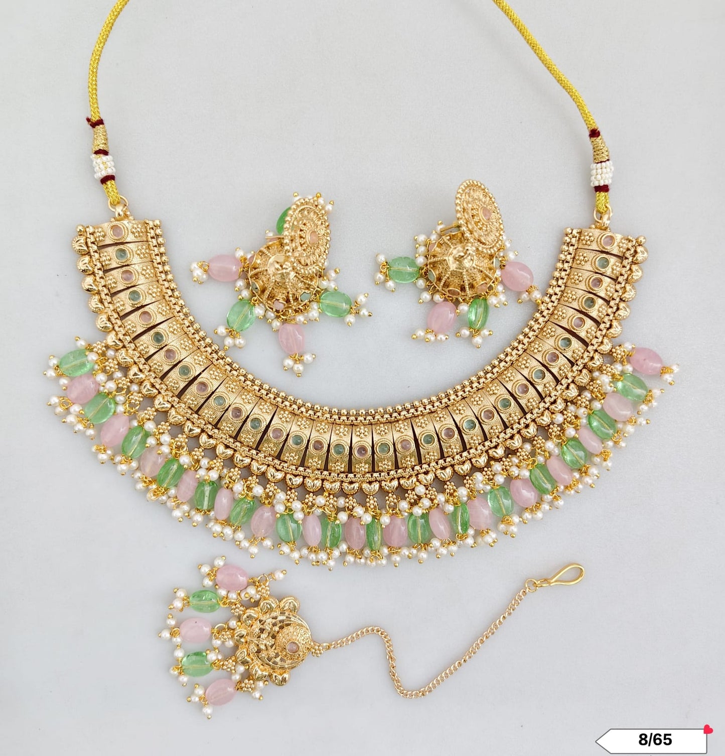 Traditional Copper Gold Tone Necklace Set