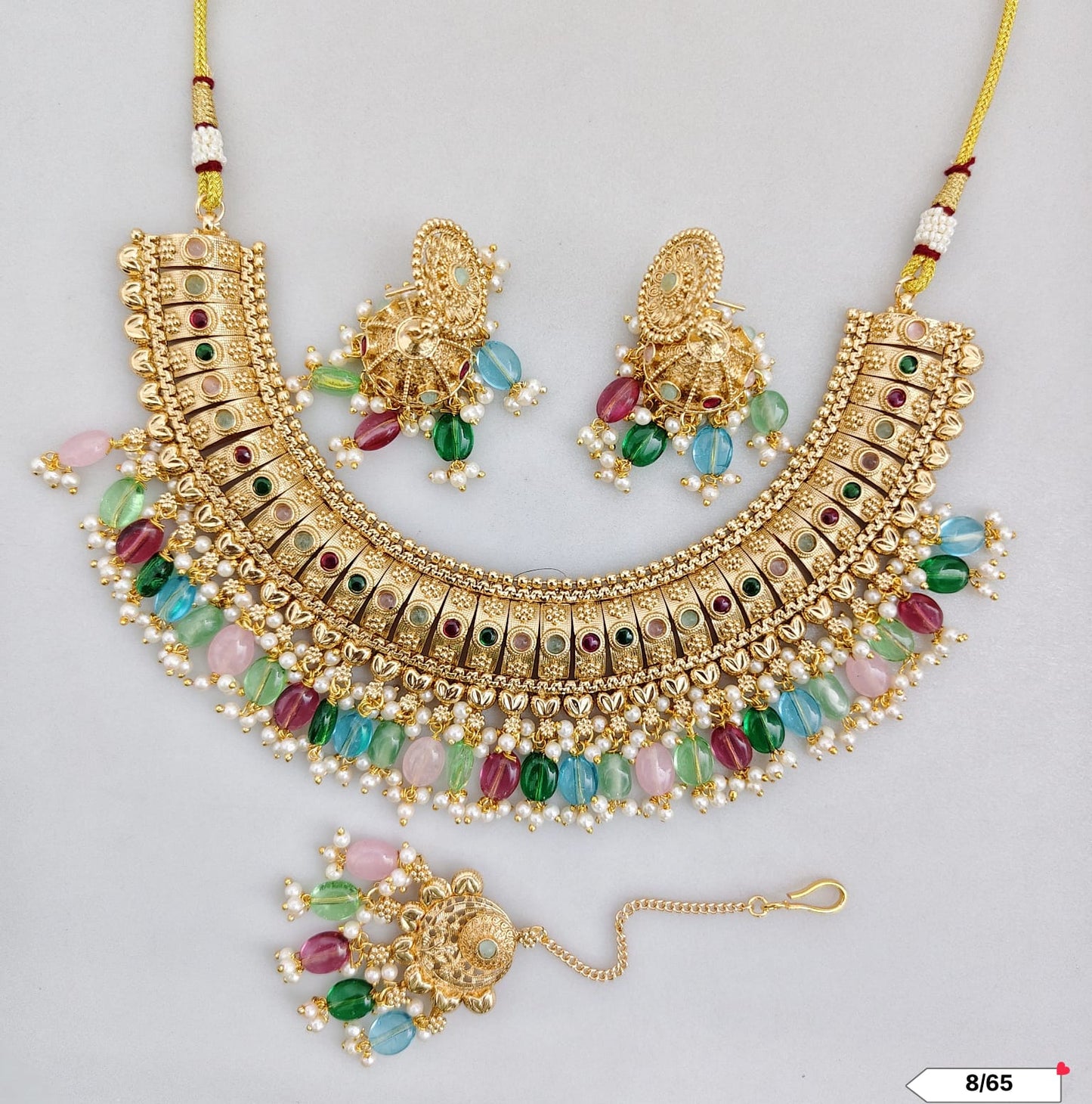 Traditional Copper Gold Tone Necklace Set
