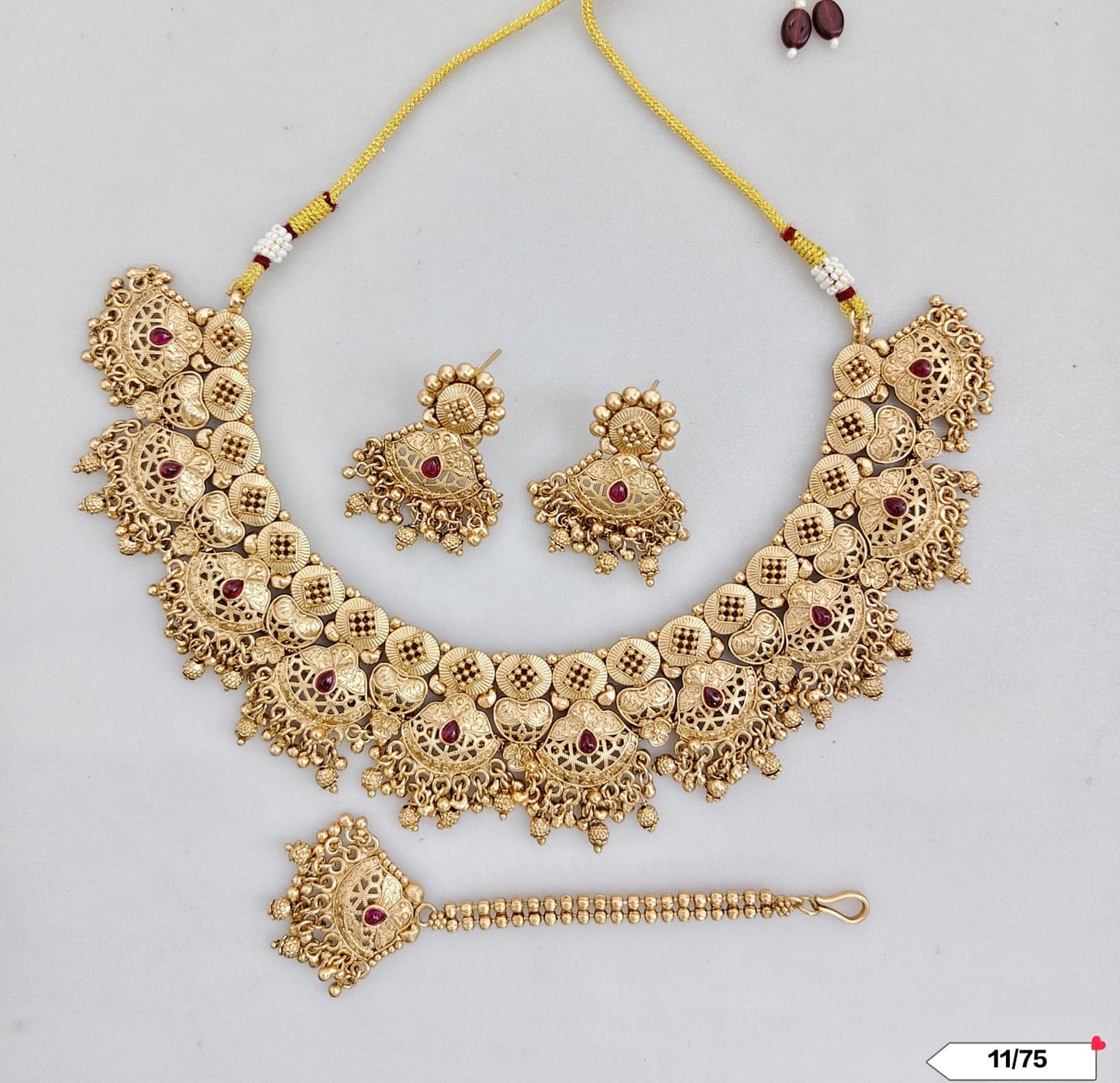 Traditional Copper Gold Tone Necklace Set