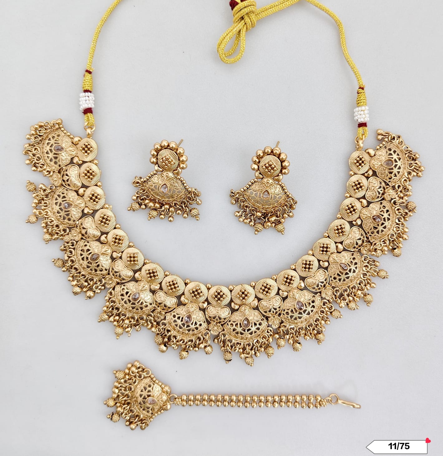 Traditional Copper Gold Tone Necklace Set