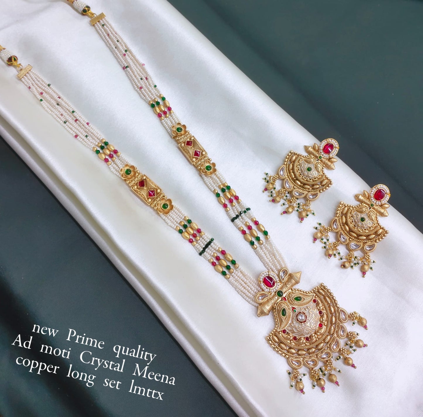 Copper Gold Plated Meenakari Long jewellery Set
