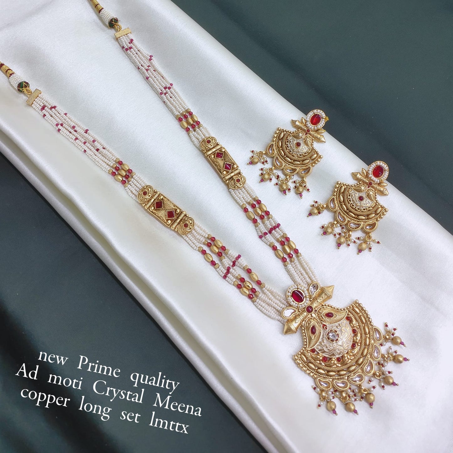 Copper Gold Plated Meenakari Long jewellery Set