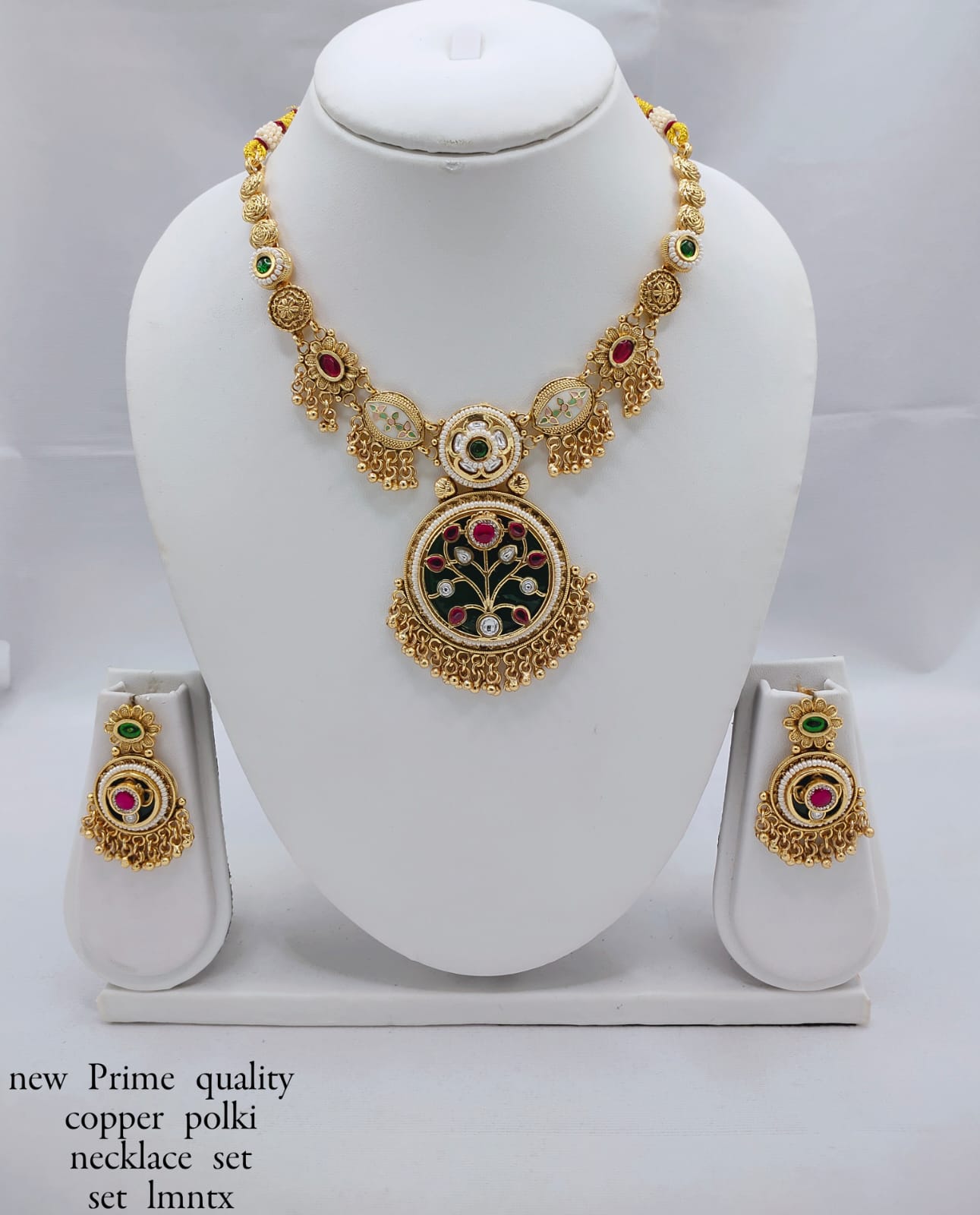 Royal Heritage Copper Necklace Set with Intricate Tree of Life Design