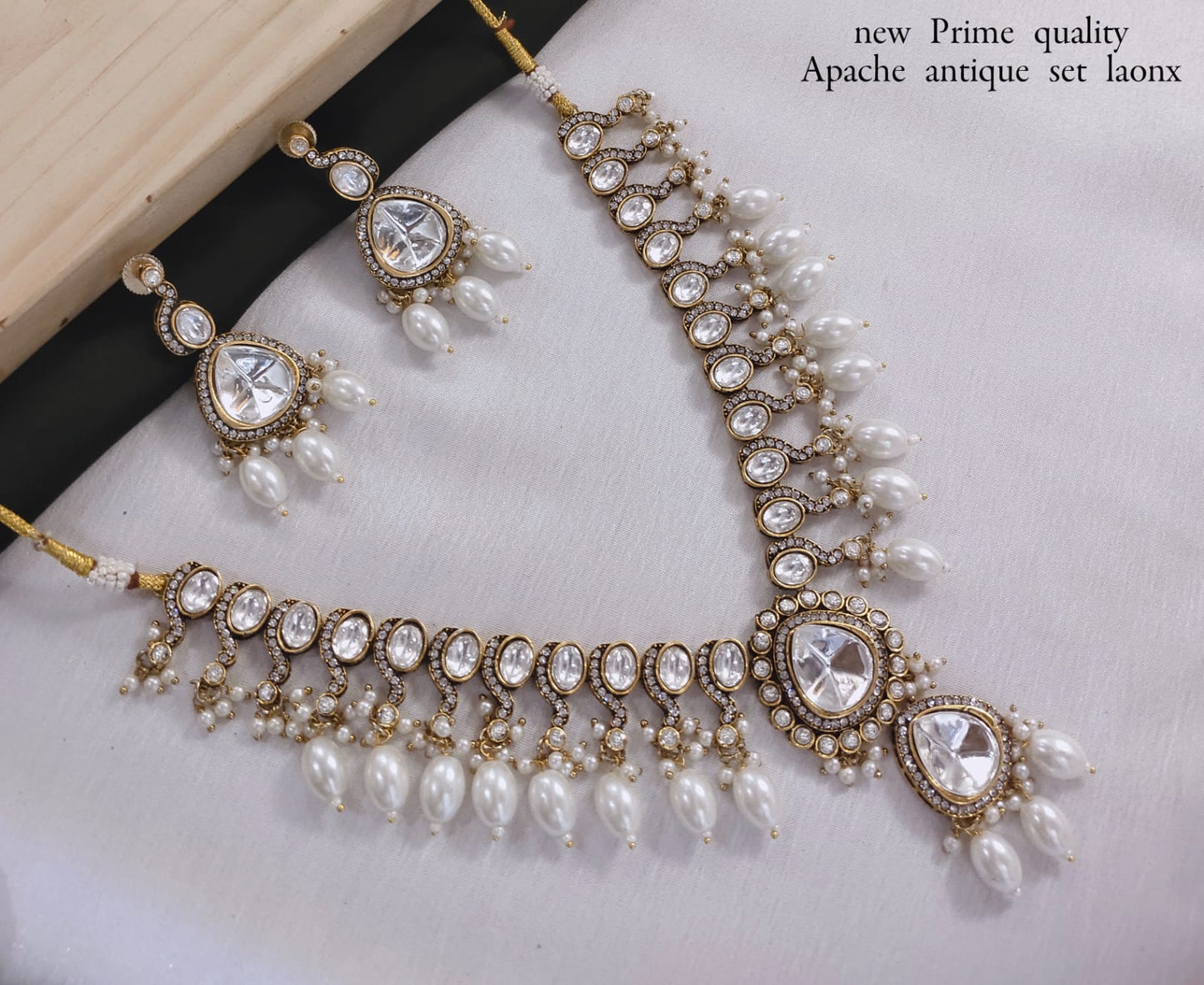 Gold Plated Kundan Stone Copper Jewellery Set