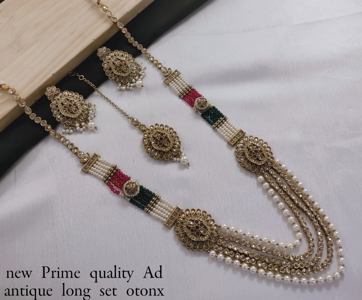 Antique Plated Kundan Stone Copper jewellery Set