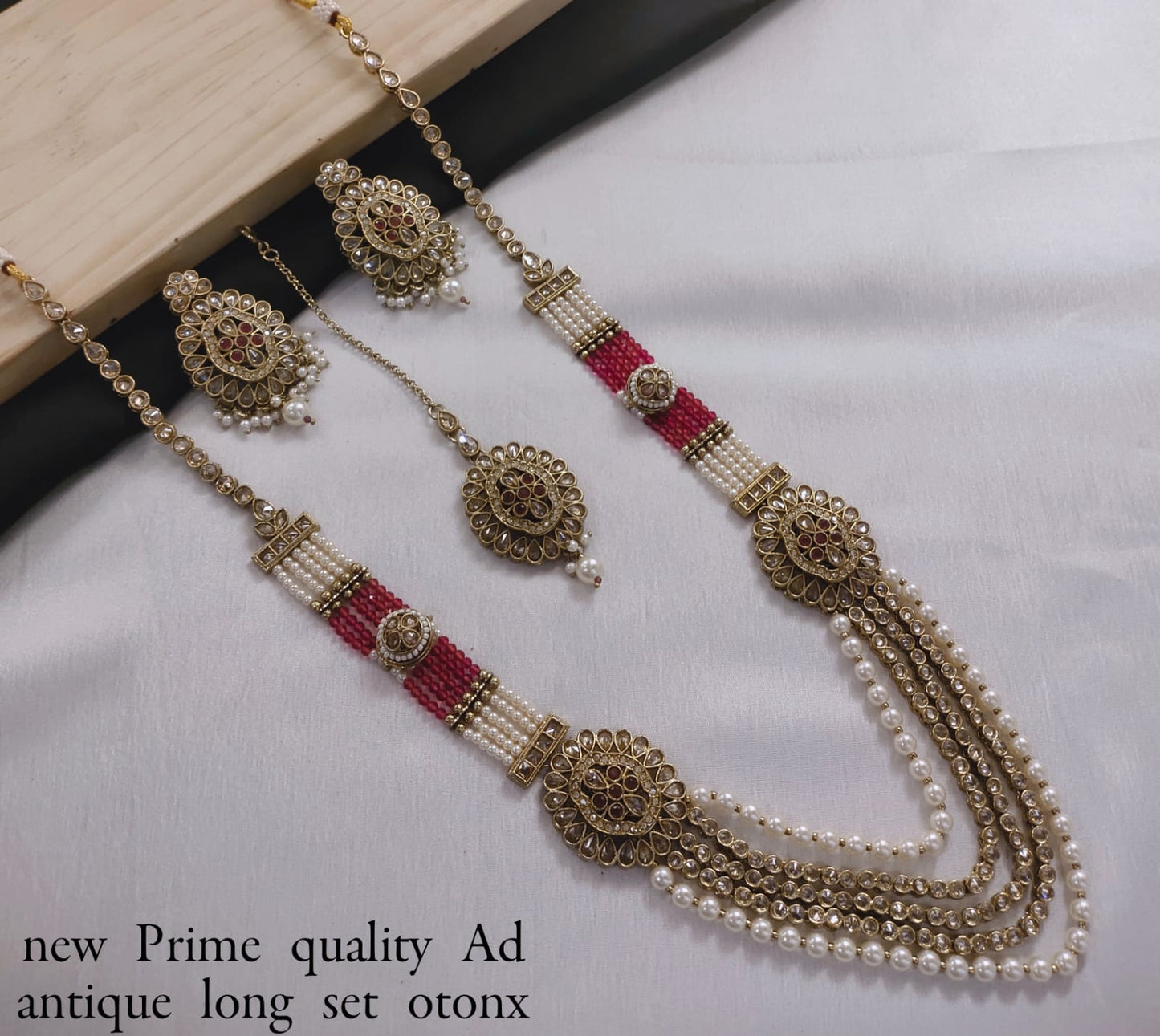 Antique Plated Kundan Stone Copper jewellery Set