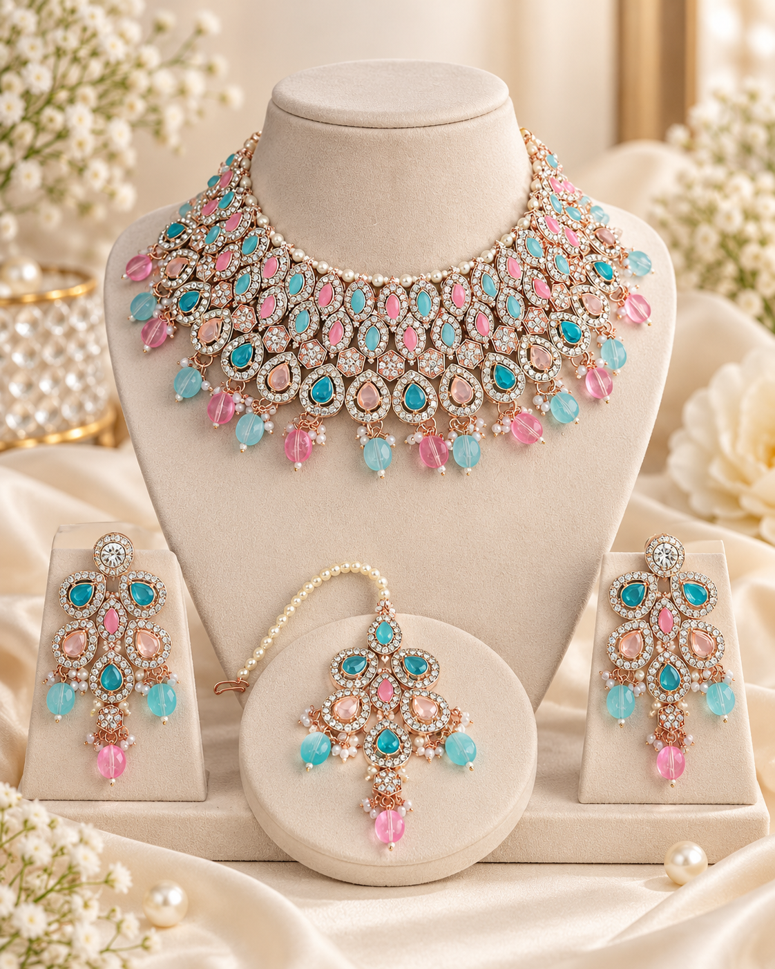 CHOKER NECKLACE EARRING JEWELLERY SET FOR WOMEN