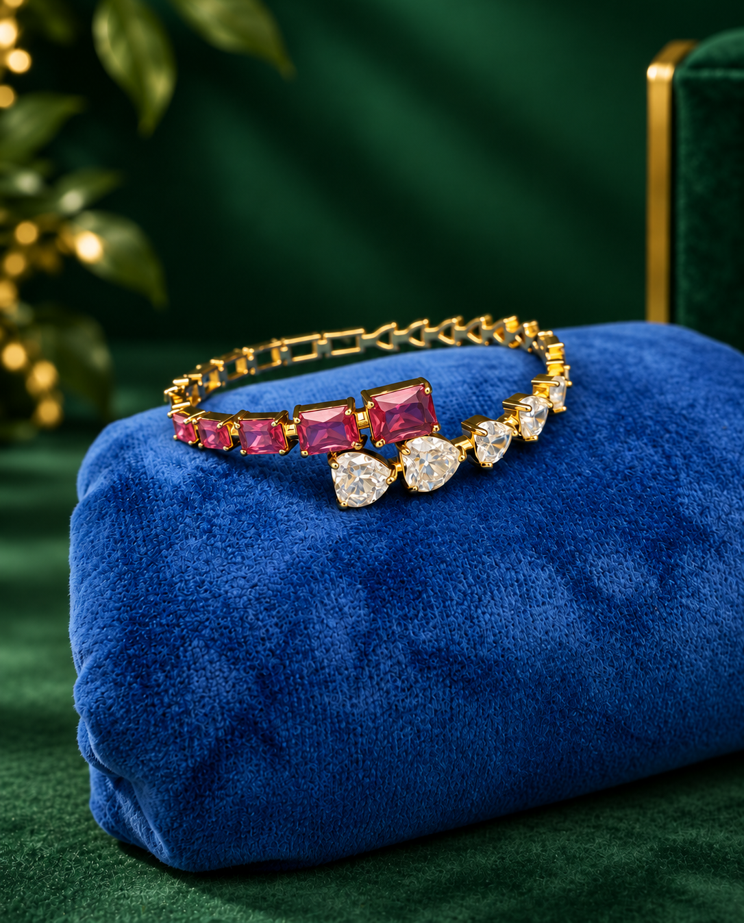 AD Bracelet with Heart & Square Accents