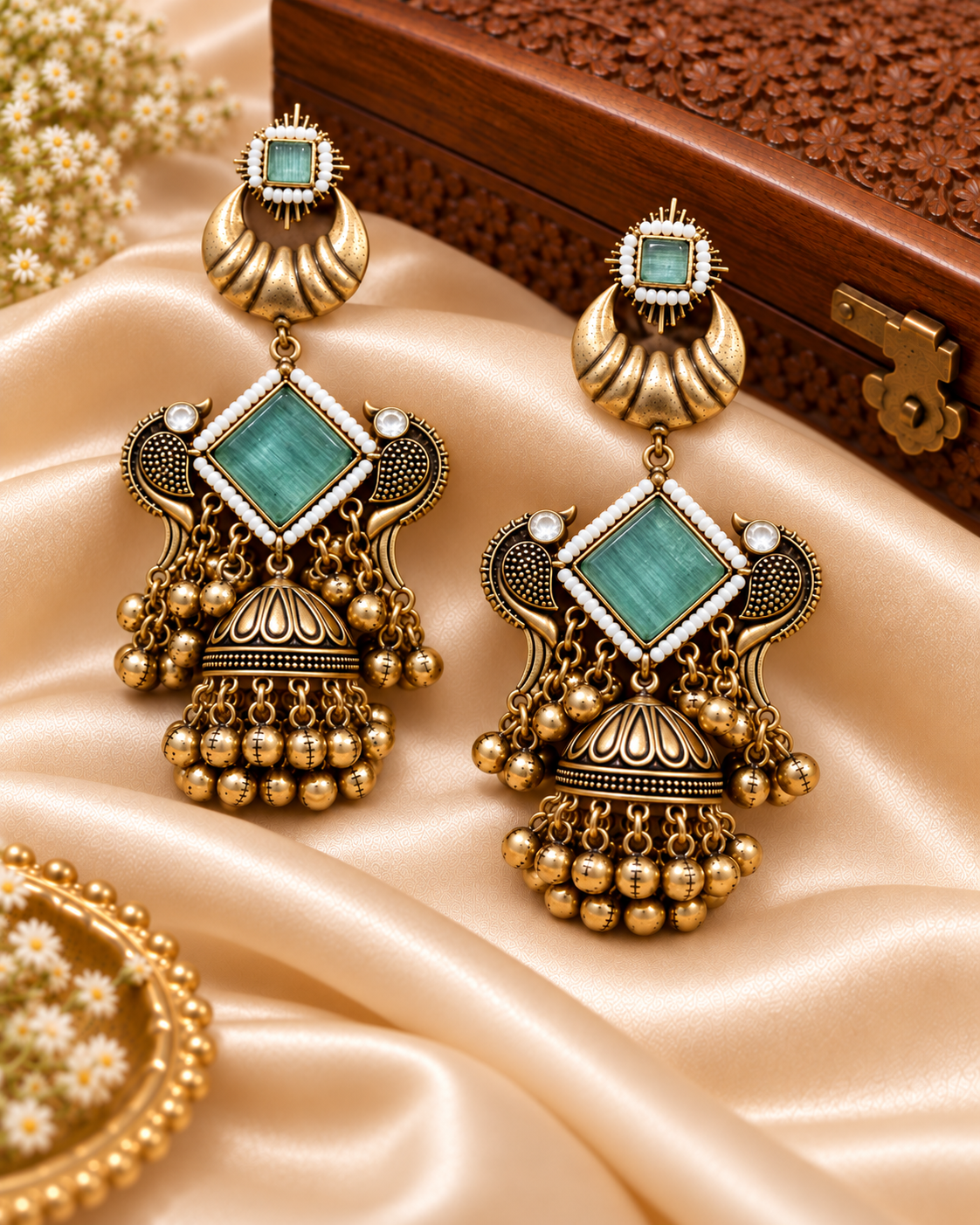 Antique Gold Statement Earrings for Women