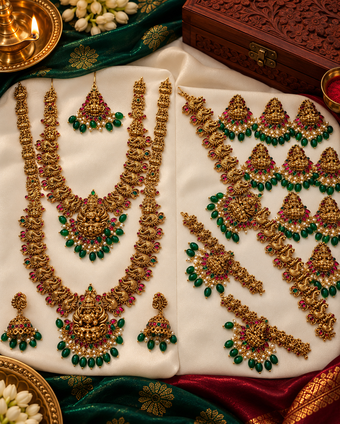 Traditional South Indin mate Gold Temple Bridal Set For Woman