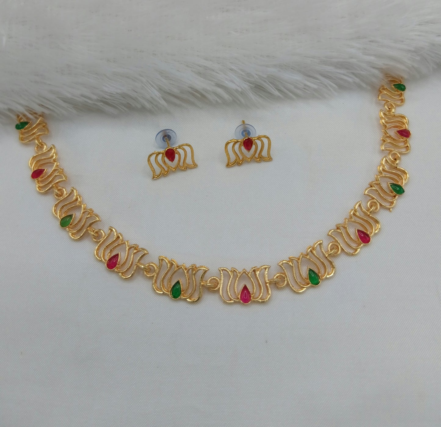 Lotus Bloom Enamel Choker Set – Temple Inspired Jewelry