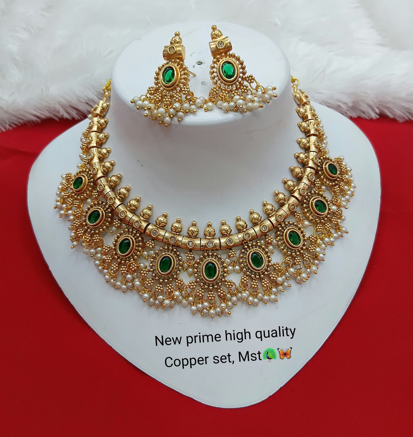Prime High-Quality Temple Choker Necklace Set with Earrings