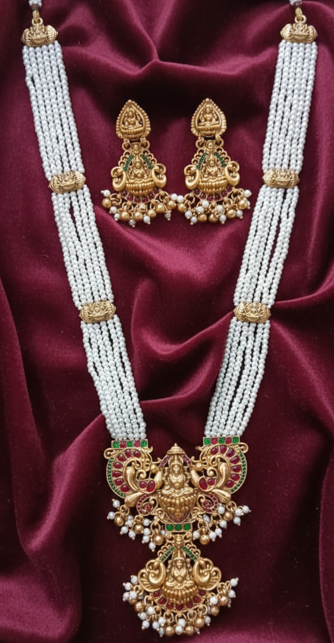 Traditional Goddess Lakshmi Long Necklace Set