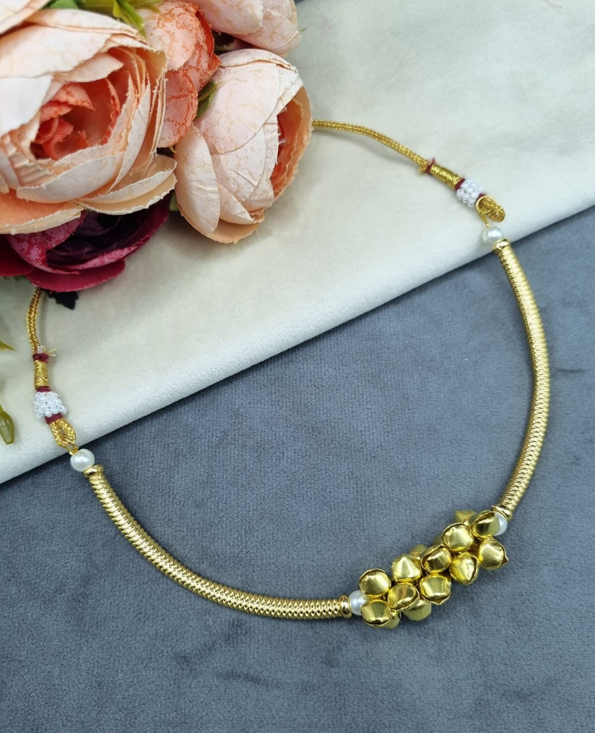 Traditional Gold Bell Choker Necklace with Ghungroo Accents