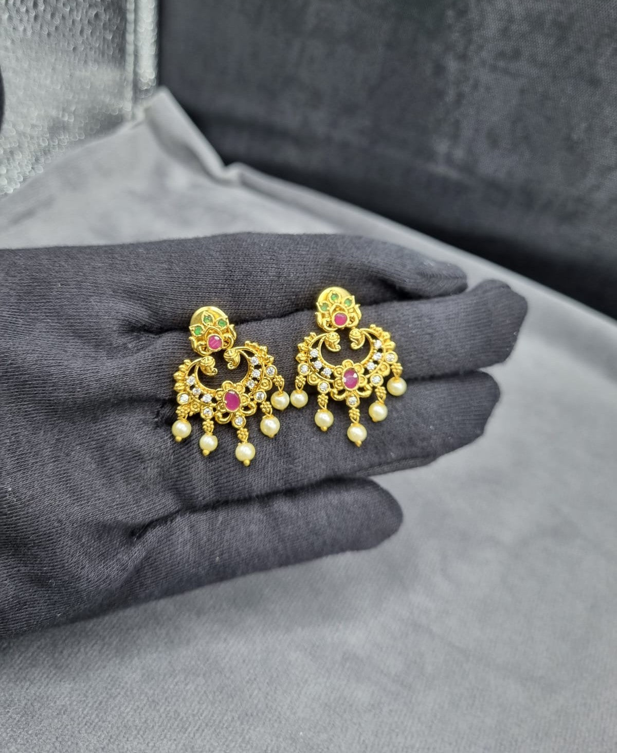 Temple Pearls Drops Dangles Earrings