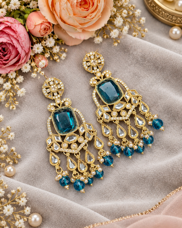 Geometric Stone Chandelier Drop Earrings