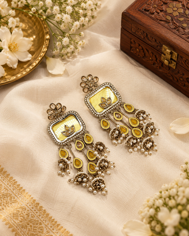TRADITIONAL RECTANGULAR STATEMENT JHUMKA EARRINGS