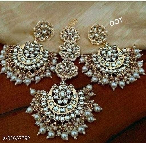 Earring & Maang Tikka Set – Gold-Plated Festive Jewelry