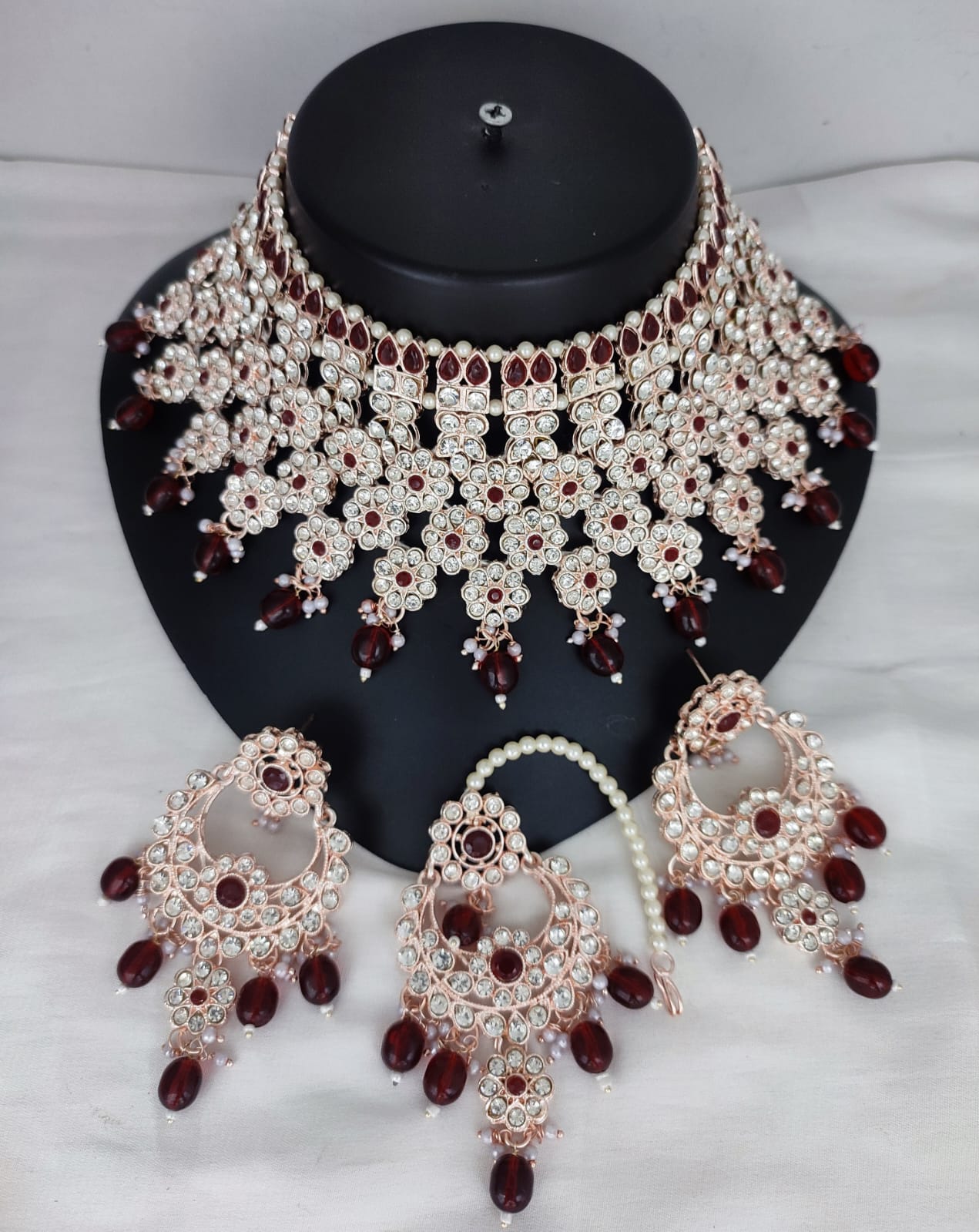Fashion Rose Gold Plated Choker Jewellery Set