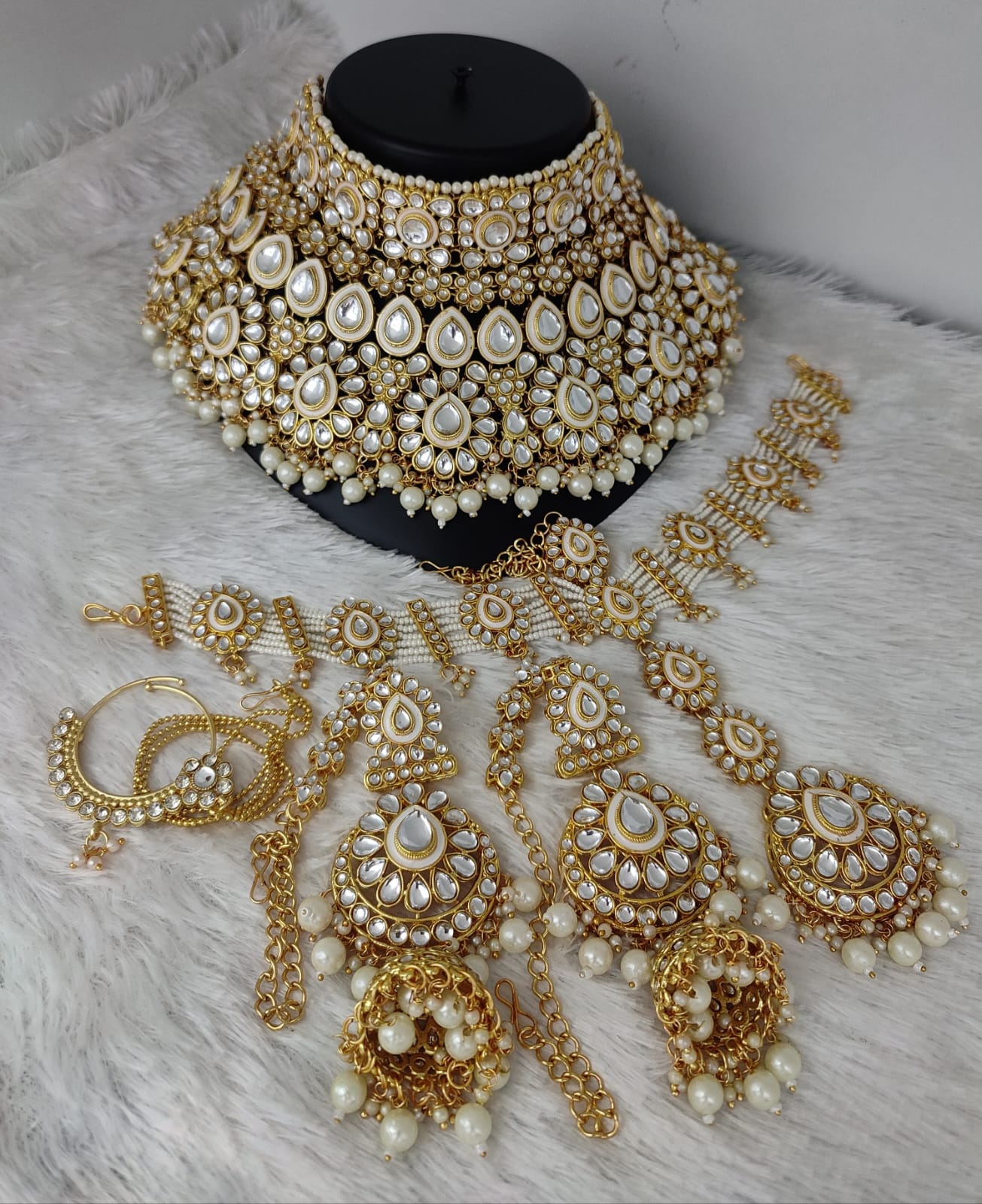 Wedding Bridal Choker Jewellery Set teardrop Necklace Matching 6-Piece