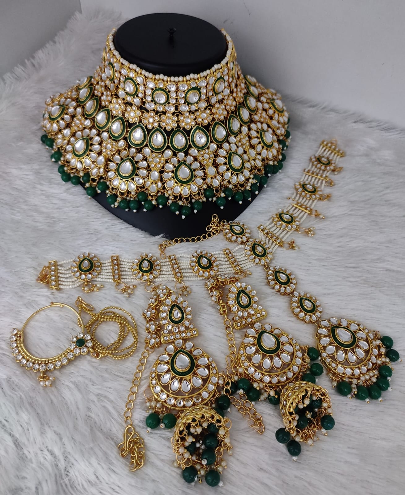 Gold Plated Kundan Stone Bridal Set