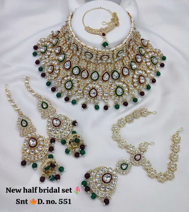 Meenakari Bridal Choker Set Jewellery With Matching Sheeshphool & Earring