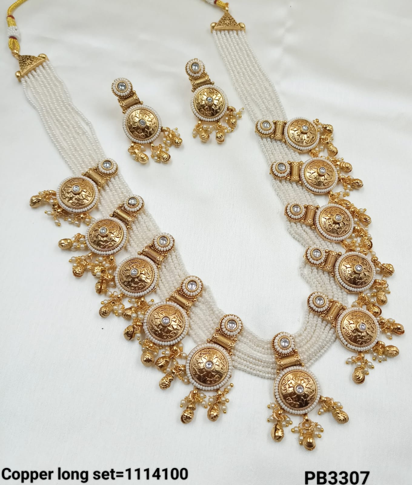 Elegant Rajwadi Long Necklace Set – Traditional Craftsmanship with Intricate Detailing