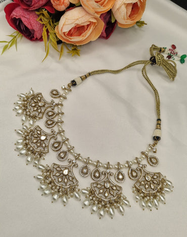 Kundan Pearl Choker Set with Earrings for Women