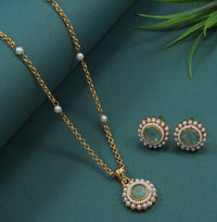 Gold-Plated Chain Pendant Set with Matching Earrings